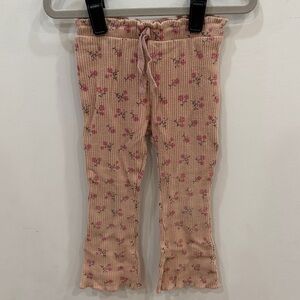 Zara Pink Floral Ribbed Flare Leggings